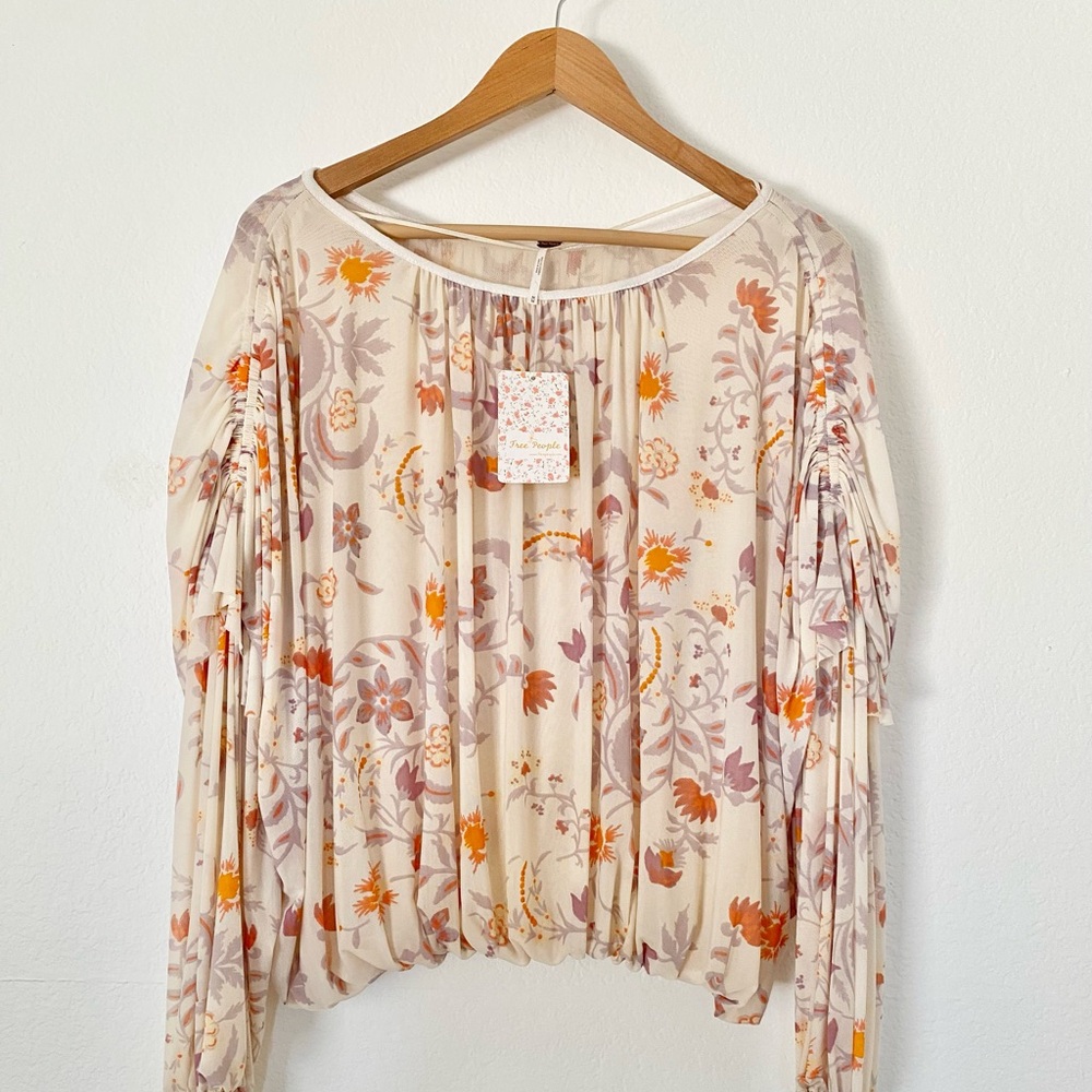 Free People Wild Flower Honey Floral Print Top